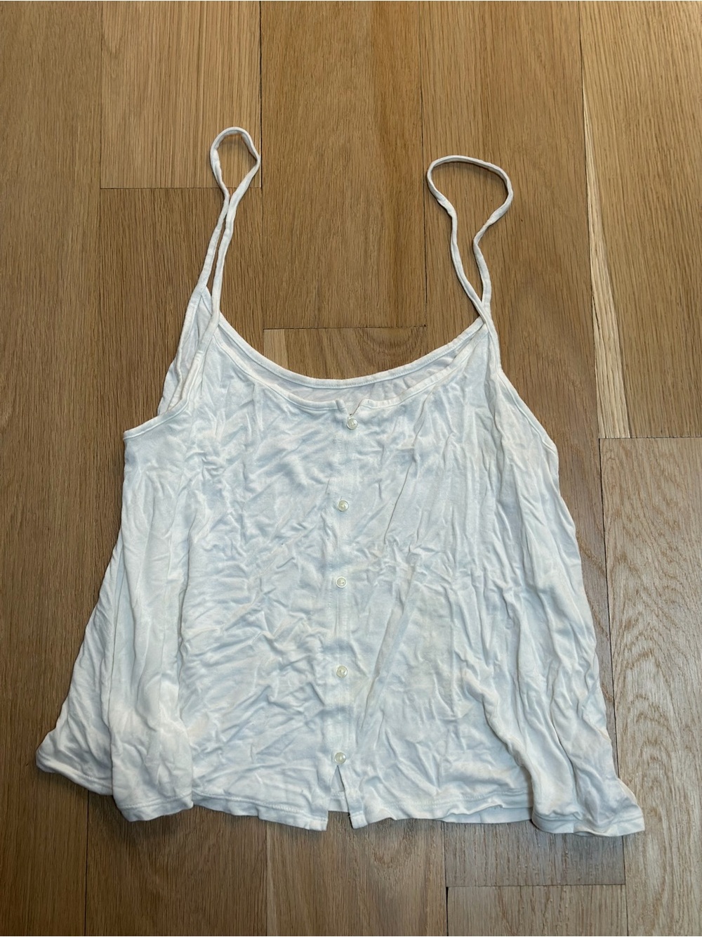 American Eagle Women's White Button-Front Spaghetti Strap Top Size Large